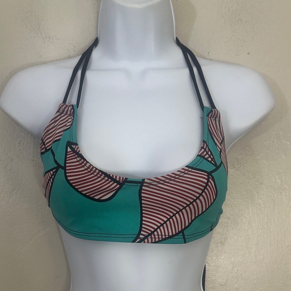 Stylish Teal and Red Bikini Top
